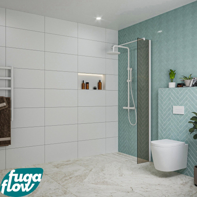 FugaFlow Eccelente Vetro Douche à l'italienne - 30x200cm - verre fumé - Blanc mat
