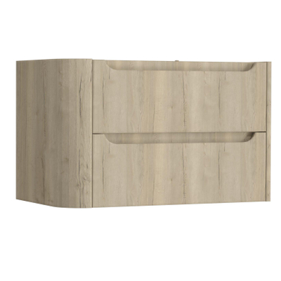 H&R Badmeubelen Juice Meuble sous vasque - 80x45x50cm - angle gauche arrondi - 2 tiroirs - poignée intégrée - French oak