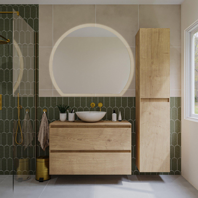 Saniclass Holz Pure Hoge kast - 180x38x38cm - 2 deuren - Eiken natural