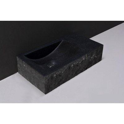 Forzalaqua Venetia lavabo 40x22x10cm à gauche 0 trous de robinet Pierre naturelle Granit adouci & taillé