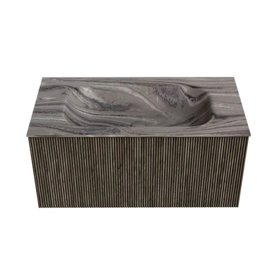 MONDIAZ KURVE-DLUX Meuble de salle de bains 90cm couleur Shadow avec 1 tiroir et 0 porte. Lavabo BIG SMALL Central 1 trou de robinet Sombra.