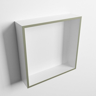 Mondiaz Easy nis 29.5x29.5x8cm voor Inbouw/opbouw 1 open vak Solid surface Talc/Army