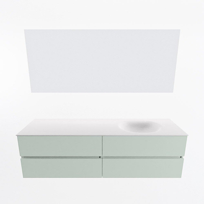 Mondiaz Vica ensemble de meuble de salle de bain - 170cm - meuble sous-vasque greey - 4 tiroirs - lavabo moon droite - 1 trou de robinet - couleur talc - miroir LED - version XL 60cm haut