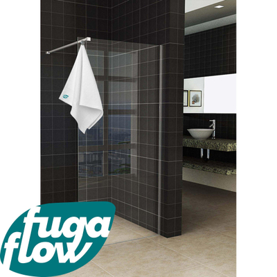 FugaFlow douche à l'italienne - 100x200cm - verre clair 8mm - revêtement Nano - avec porte-serviettes - Chrome