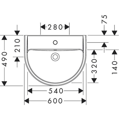 hansgrohe GladeLake S Wastafel - 60x49cm - kraangat - overloop - wit