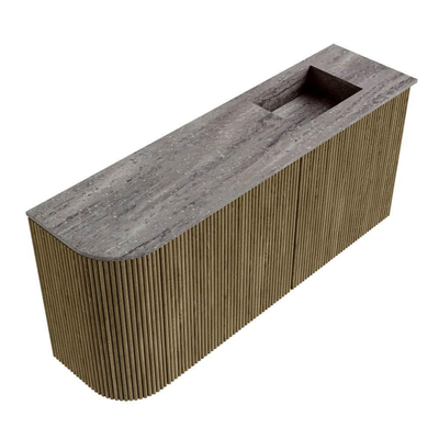 Mondiaz JOYA-DLUX 91.6cm toiletmeubel - ronding links kleur Dusk - Wastafel FAYE positie Rechts 1 kraangat kleur Oza.