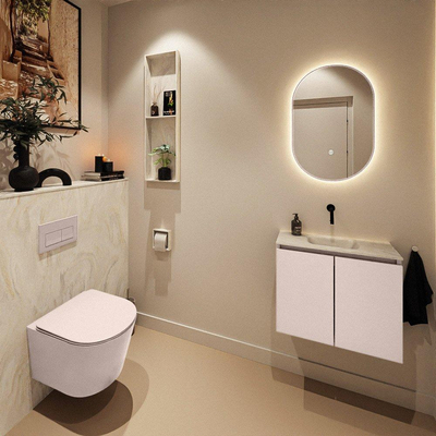 MONDIAZ TURE-DLUX meuble de toilettes 60 cm Rosee. Lavabo EDEN Ostra position milieu. Sans trou de robinet.