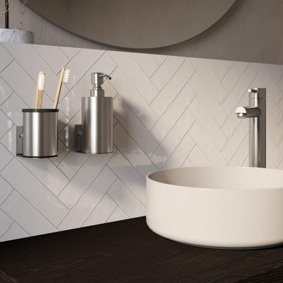 BRAUER Accessoireset - zeepdispenser - beker - met wand ophanging - magnetisch opzetvlak - geborsteld rvs