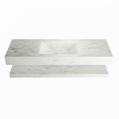 Mondiaz ALAN-DLUX Ensemble de meuble - 130cm - meuble Opalo mat - 0 tiroirs - Lavabo Cloud Opalo suspendu - vasque Centre - 1 trou de robinet