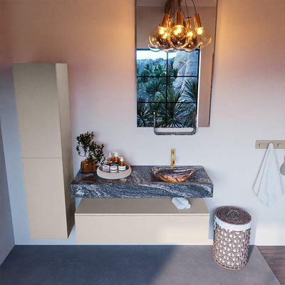 MONDIAZ ALAN - DLUX Badkamermeubelset - 120cm - onderkast - Linen - 1 lade - vrijhangende wastafel - wasbak rechts - 1 kraangat - Lava