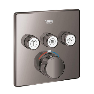Grohe Grohtherm SmartControl Inbouwthermostaat - 4 knoppen - vierkant - hard graphite (antraciet)