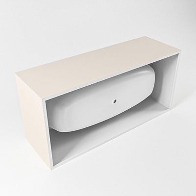 MONDIAZ FREEZE vrijstaand bad - 180x85cm - Solid surface - mat linen / talc (beige / wit)