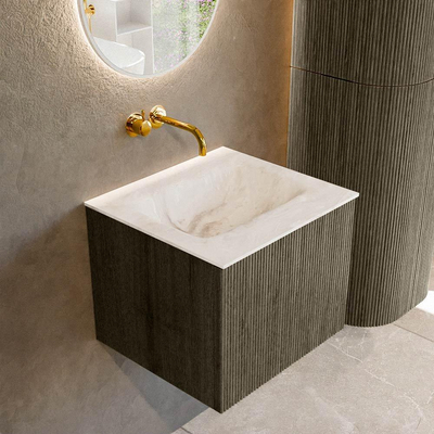 Mondiaz KURVE-DLUX Badkamermeubelset - 50x46x40cm - 1 lade - wastafel solid surface - midden - zonder kraangat - Shadow