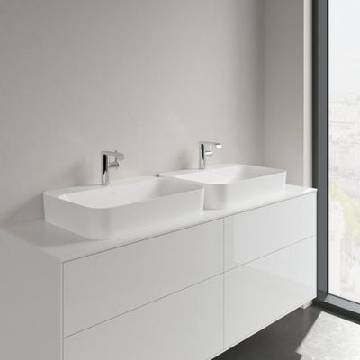 Villeroy & Boch Finion opzetwastafel 1 kraangat 60x44.5cm Ceramic+ met verdekte overloop stone white