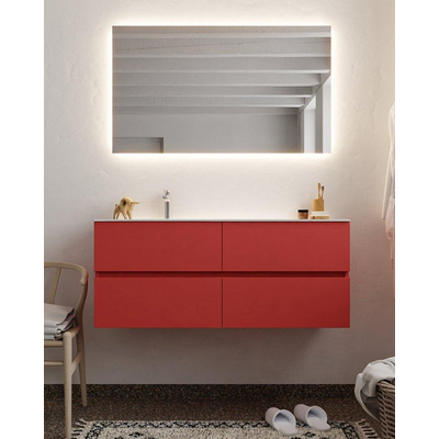 Mondiaz VICA ensemble de meuble de salle de bain - 120cm - meuble sous-vasque fire - 4 tiroirs - lavabo moon gauche - 1 trou de robinet - version XL 60cm haut