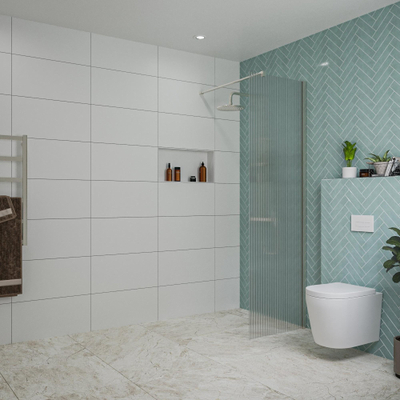 FugaFlow Eccelente Vetro Douche à l'italienne - 60x200cm - verre nervuré - Inox brossé