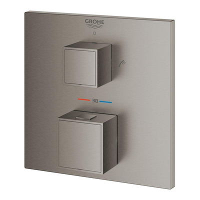 Grohe Grohtherm Cube Mengkraan inbouw - 2 knoppen - bad/douche - brushed hard graphite