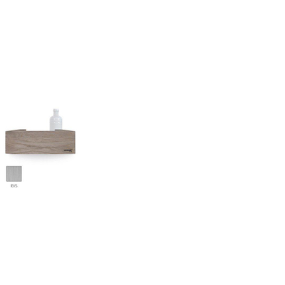 Looox Wood collection shelf BoX 30cm met bodemplaat rvs geborsteld eiken RVS geborsteld