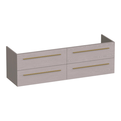 BRAUER Trust meuble sous-lavabo 160 sans poignées rapportées 4 tiroirs à fermeture amortie et 2 découpes pour siphon - Timber Greige