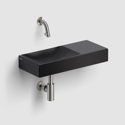 Clou Vale céramique lave-mains 45x19x7cm pré-percé trou de robinet à droite Noir mat