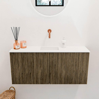 Mondiaz JOYA 90cm toiletmeubel - kleur Dusk - Wastafel FAYE positie Midden Zonder kraangat kleur Talc.