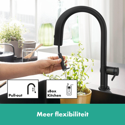 Hansgrohe Aqittura M91 Filter systeem - 210 uittrekbare uitloop - 1jet - sbox - mat zwart