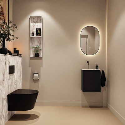 MONDIAZ TURE-DLUX Meuble toilette - 40cm - Urban - EDEN - vasque Glace - position gauche - sans trou de robinet