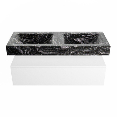 MONDIAZ ALAN - DLUX Badkamermeubelset - 120cm - onderkast - Talc - 1 lade - vrijhangende wastafel - 2 wasbakken - 0 kraangaten - Lava
