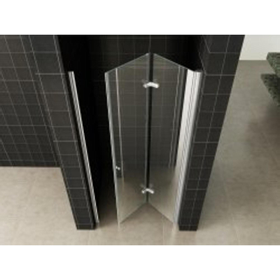 Wiesbaden Maki Porte de niche pliante droite 900 x 2000 x 8 mm verre clair nano chrome