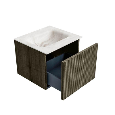 Mondiaz KURVE-DLUX Badkamermeubelset - 50x46x40cm - 1 lade - wastafel solid surface - midden - zonder kraangat - Shadow