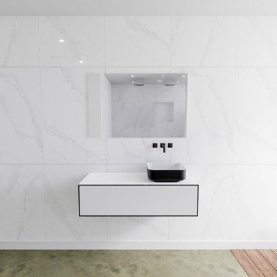 Mondiaz Lagom Meuble salle de bains 110x30.9x45cm Solid Surface Urban 1 tiroir avec lavabo BINX vasque à poser Droite sans trous de robinet