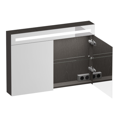 BRAUER Promise Deluxe spiegelkast - 100x70x15cm - met verlichting - 2 dubbelzijdige spiegeldeuren - Timber Anthracite