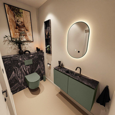 MONDIAZ TURE-DLUX meuble WC 100 cm Army. Lavabo EDEN Lava position milieu. Avec 1 trou de robinet.