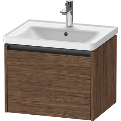 Duravit Ketho 2 meuble sous-lavabo avec 1 tiroir 58.4x45.5x44cm avec poignée anthracite noyer foncé mat