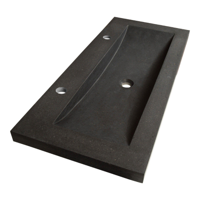 BRAUER Magma wastafel 100x46x5cm - 1 wasbak - 2 kraangaten - natuursteen - basalt antraciet