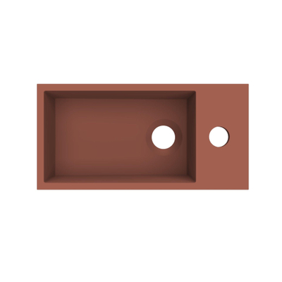 Arcqua Flair lave-mains - 36x18x9cm - marbre de synthèse - 1 trou de robinet - à droite - terracotta mat