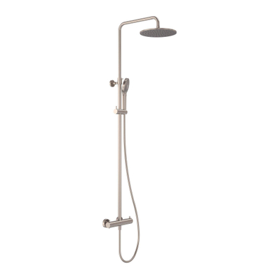 MAY Algemeen Ensemble de douche de tête apparente avec thermostat incl. douchette à main 3 jets et douche de tête Ø 25cm Nickel brossé PVD
