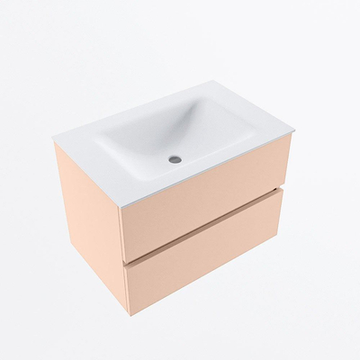 MONDIAZ VICA Ensemble meuble de salle de bains - 70cm - meuble bas rosee - 2 tiroirs - lavabo cloud au milieu - 1 trou de robinet - version haute 60cm - talc