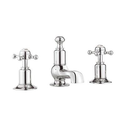 Crosswater Belgravia Wastafelkraan - 3 gats - warm/koud - kruisgreep hoogglans - chroom
