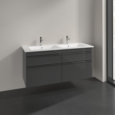 Villeroy & Boch Venticello meuble sous-lavabo - 125,3x59cm - 4x tiroir gris brillant