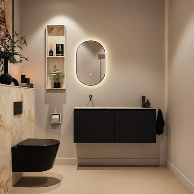 MONDIAZ TURE-DLUX Meuble toilette - 120cm - Urban - EDEN - vasque Frappe - position gauche - sans trou de robinet