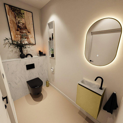 MONDIAZ TURE-DLUX Meuble de toilettes 40 cm Oro. EDEN vasque Opalo position gauche. Avec 1 trou de robinet.