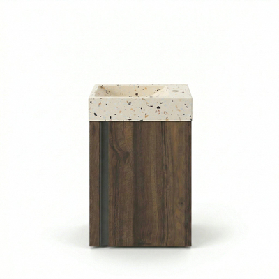 FugaFlow Eccelente Arredo Ensemble meuble toilette - 40x65cm - 1 porte - 1 trou de robinet - droit - lave-mains terrazzo - noyer