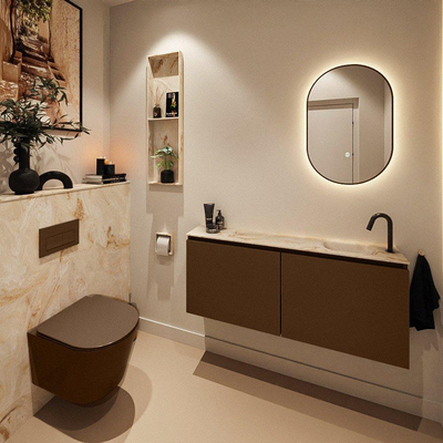 MONDIAZ TURE-DLUX Meuble toilette - 120cm - Rust - EDEN - vasque Frappe - position droite - 1 trou de robinet