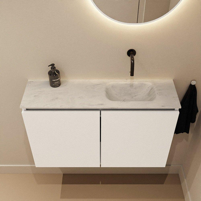 MONDIAZ TURE-DLUX 80cm toiletmeubel Talc. EDEN wastafel Opalo positie rechts. Zonder kraangat.