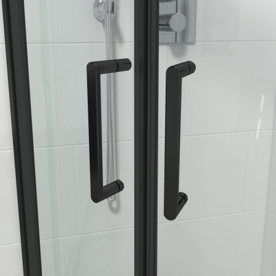 FugaFlow Boutry Quick Fit cabine de douche - quart de rond - 90x90x195cm - verre clair - anti calcaire - noir mat