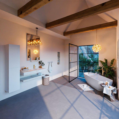 MONDIAZ ALAN - DLUX Ensemble de meubles de salle de bains - 110cm - tablette avec lavabo suspendu - vasque à droite - 1 trou de robinet - Frappe