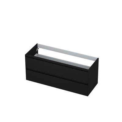 INK Wastafelonderkast - 120x45x52cm - 2 lades - greeploos - MDF lak - Zwart mat
