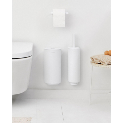 Brabantia MindSet Ensemble d'accessoires WC - porte-rouleau WC - sans couvercle - porte-brosse WC - fermé - porte-rouleau de réserve - mineral fresh white