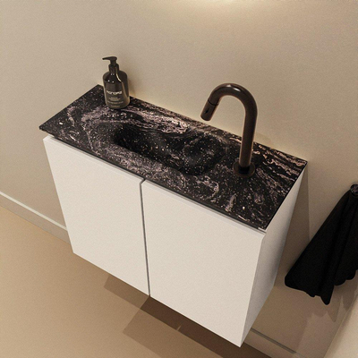 MONDIAZ TURE-DLUX Meuble de toilette 60cm Talc. EDEN lavabo Lava position milieu. Avec 1 trou de robinet.